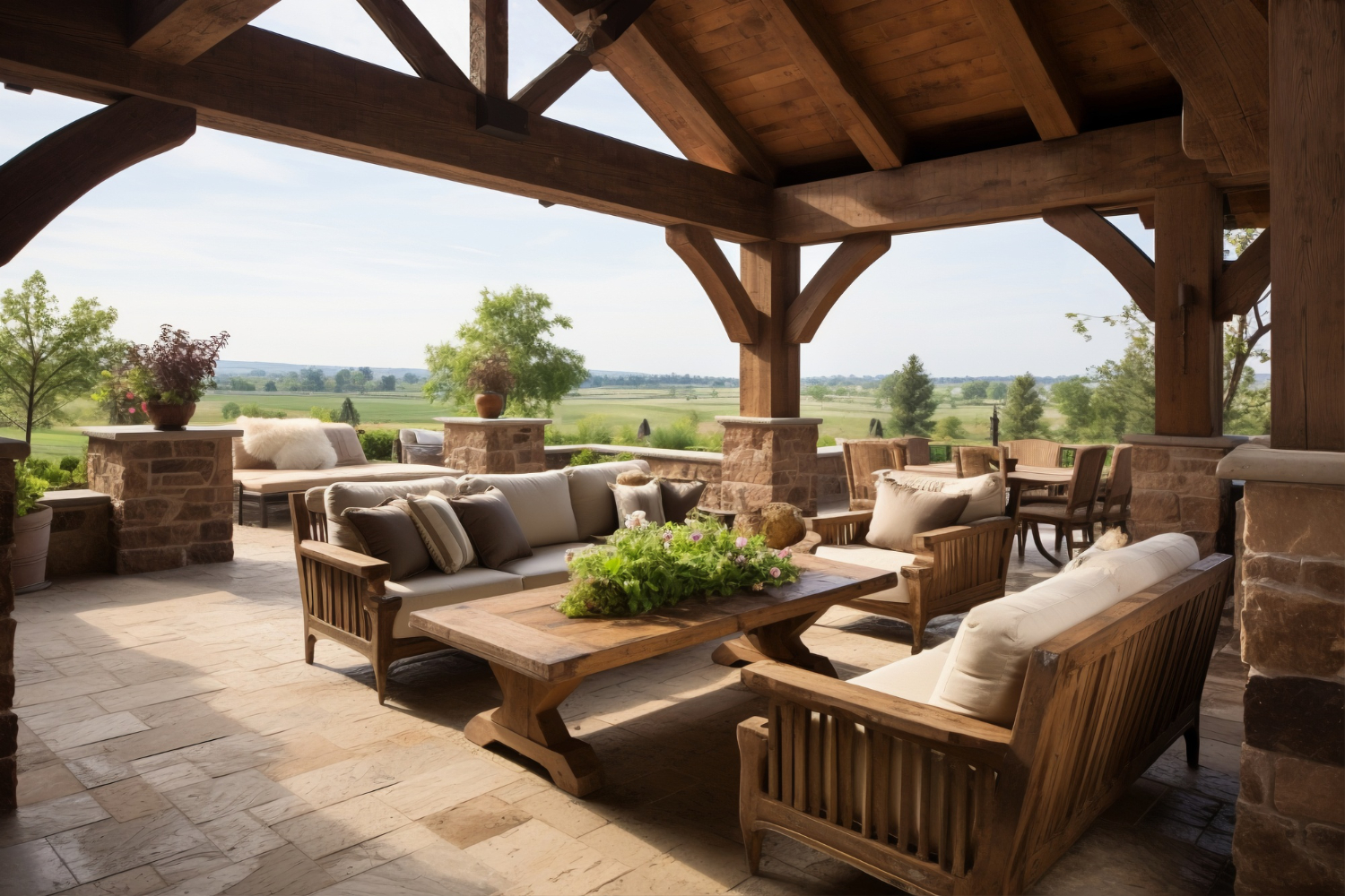 Terrasse couverte rustique avec salon extérieur élégant par Etancheite Em Aquitaine à bordeaux